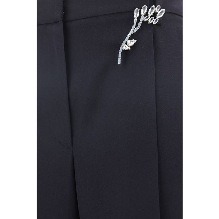 Blue Wool Casual Pants