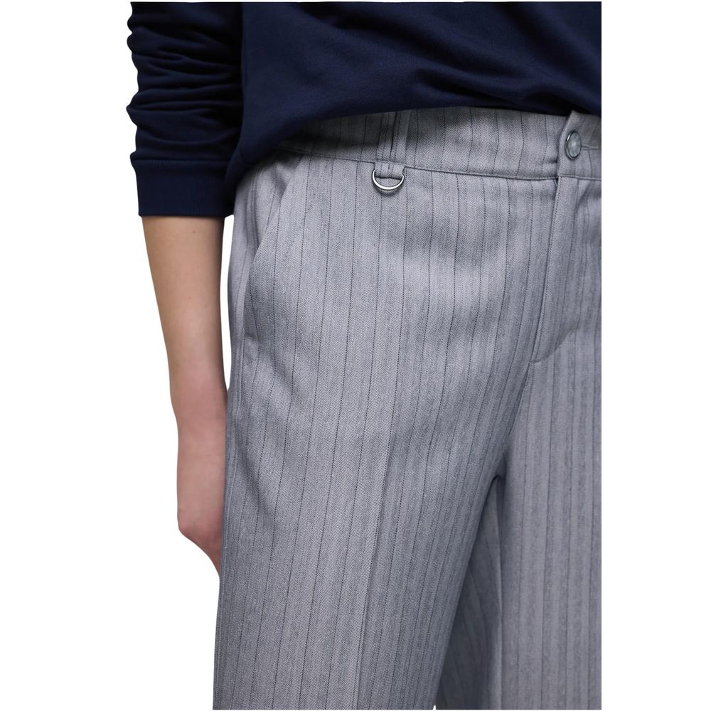 Blue Polyester Casual Pants