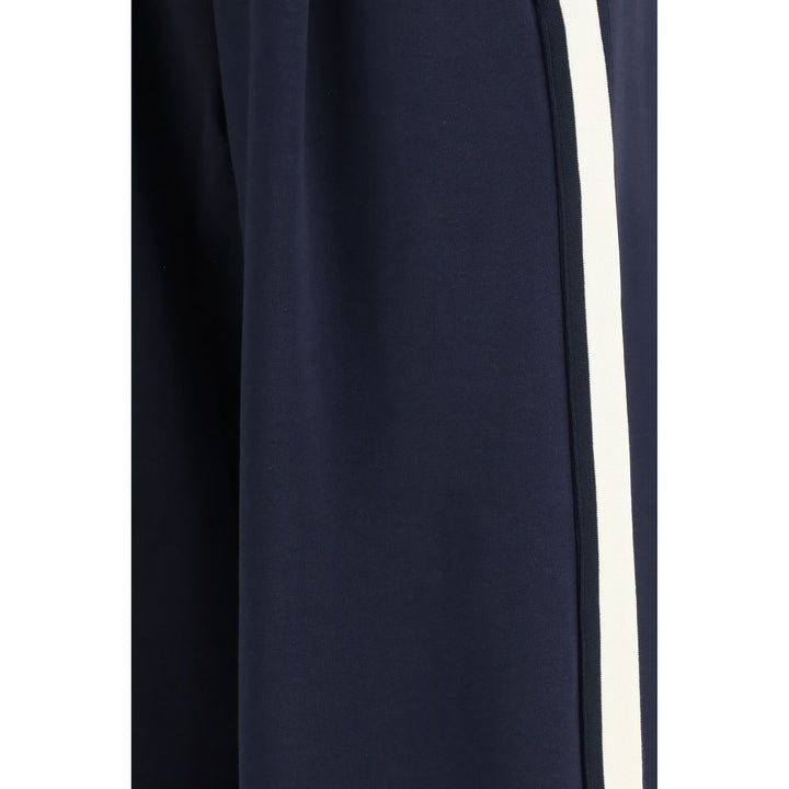 Blue Cotton Casual Pants