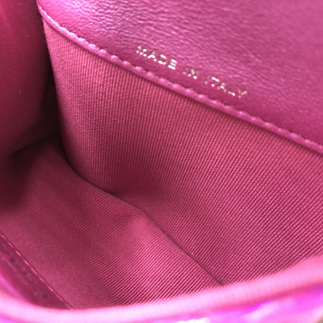 Iridescent Pink Quilted Leather Pouch