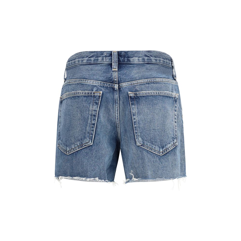 Blue Cotton Bermuda Shorts