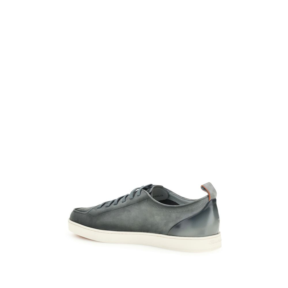 Gray Calf Leather Bos Taurus Low Top Sneakers