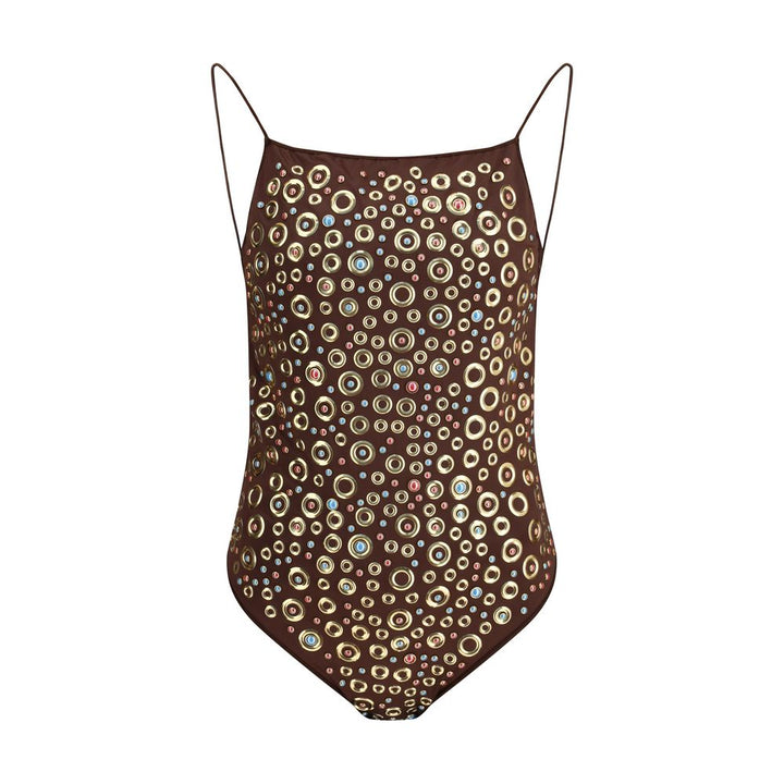 Brown Polyamide One-Piece Swimsuit