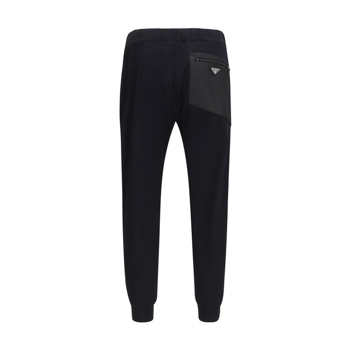 Black Nylon Casual Pants