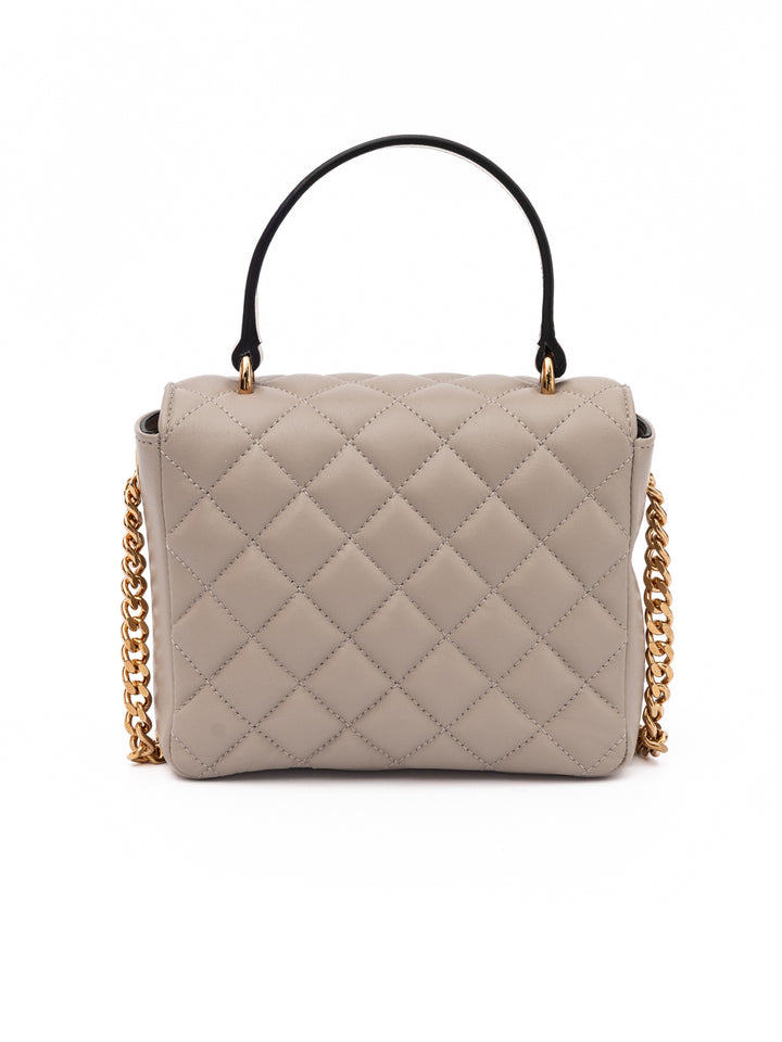 Taupe Quilted Leather Handbag