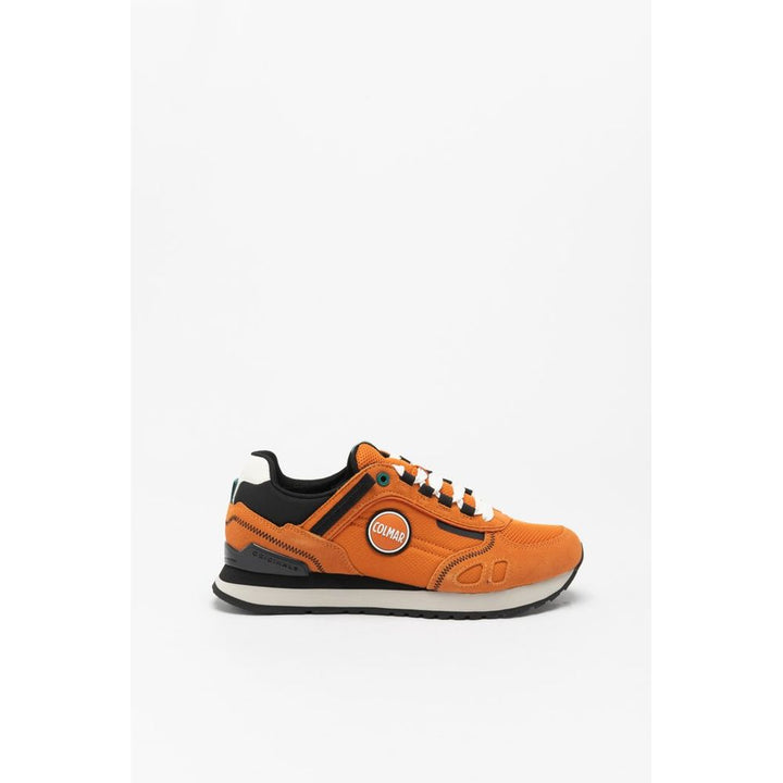 Orange Leather Athletic Sneakers
