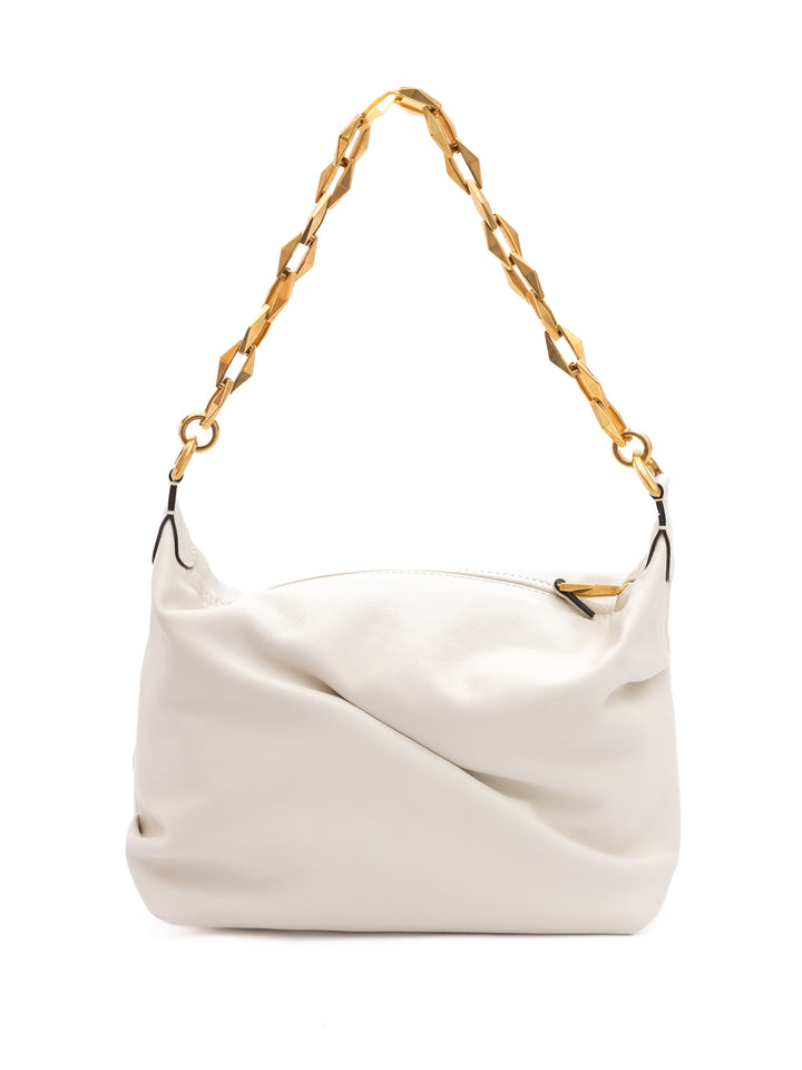 White Diamond Hobo Leather Shoulder Bag