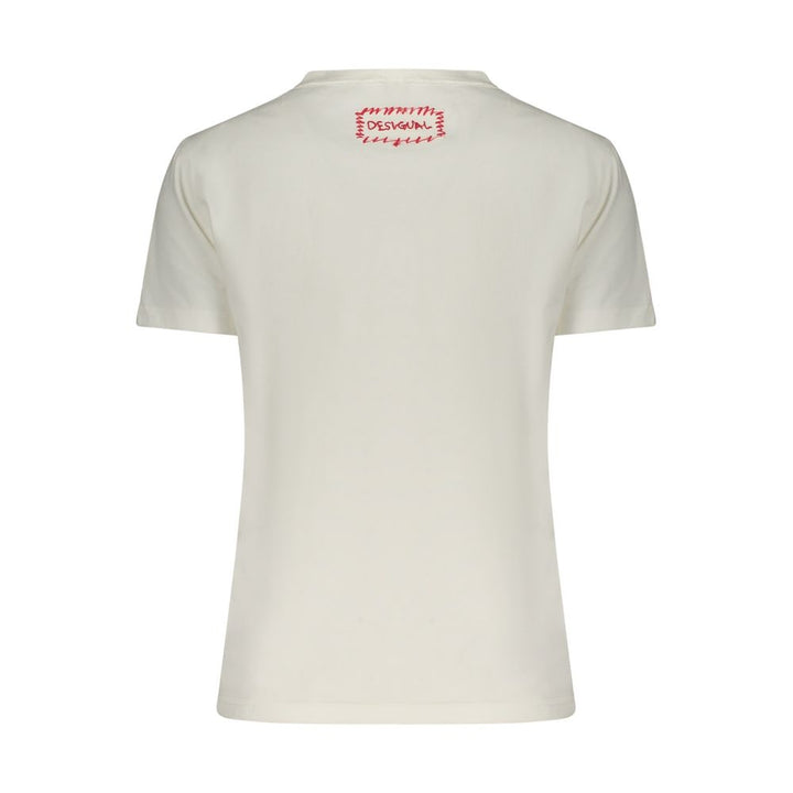 White Cotton Women T-Shirt