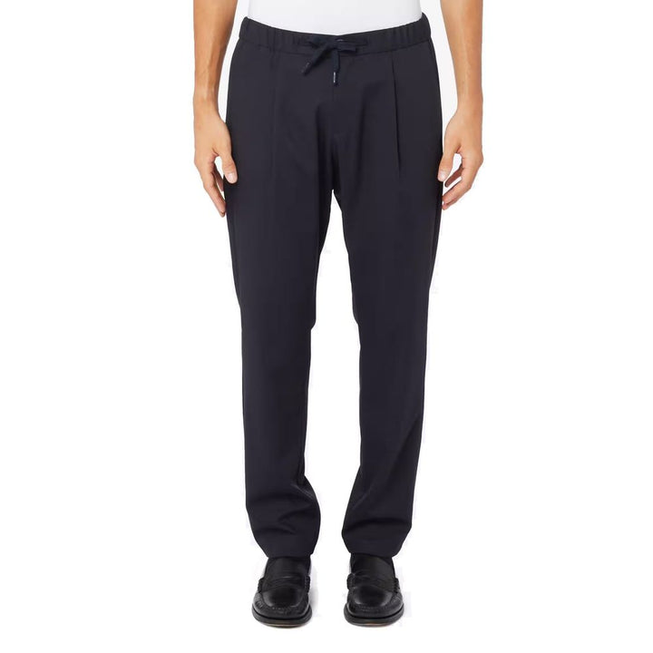 Blue Virgin Wool Casual Pants