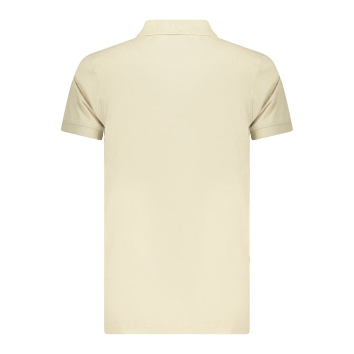 Beige Cotton Men Polo Shirt