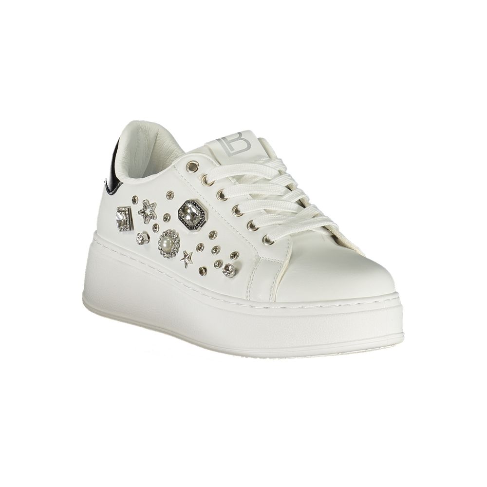 White Polyurethane Women Sneaker