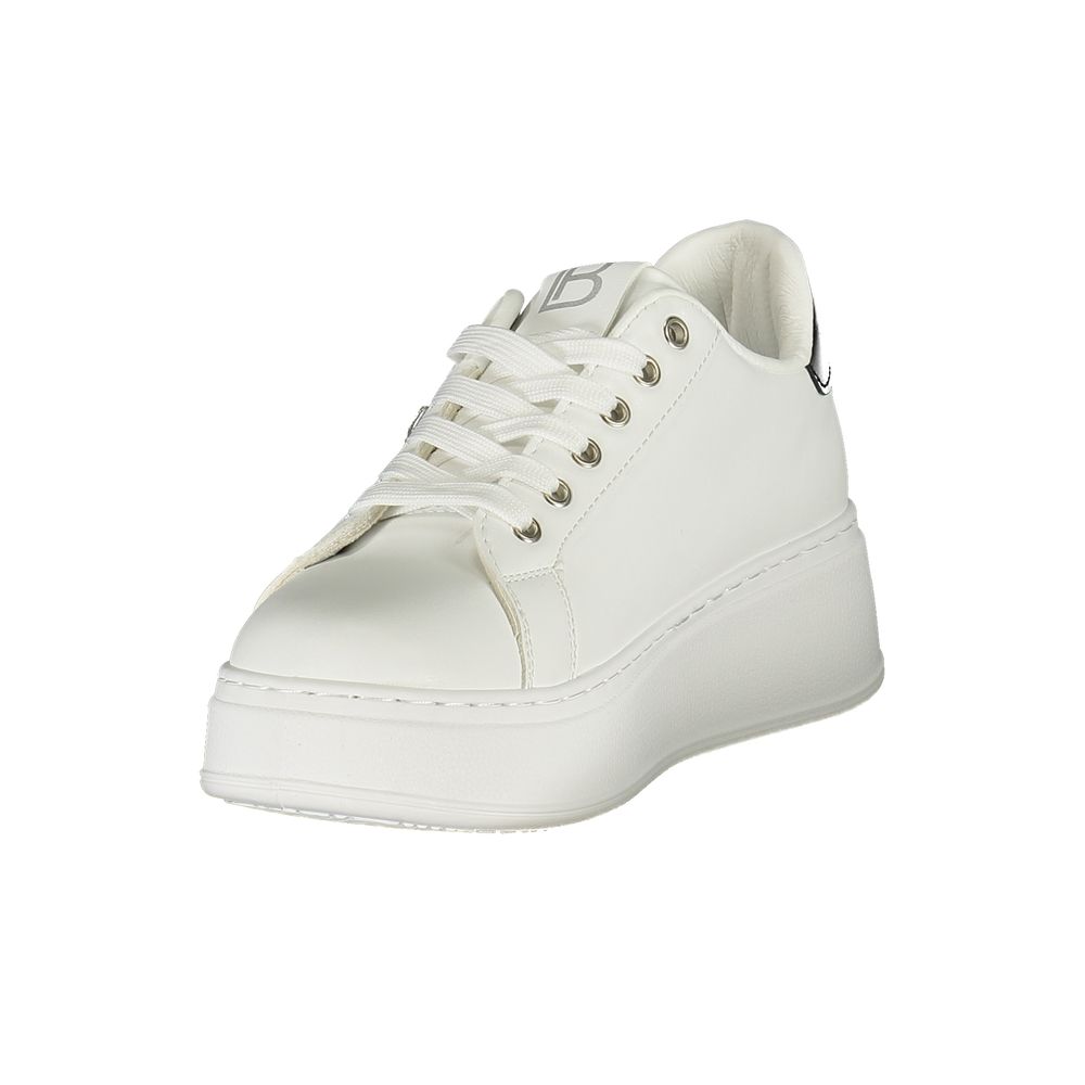 White Polyurethane Women Sneaker