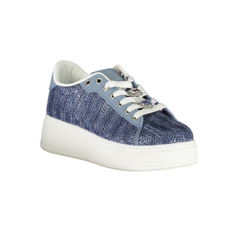 Blue Polyester Platform Sneakers