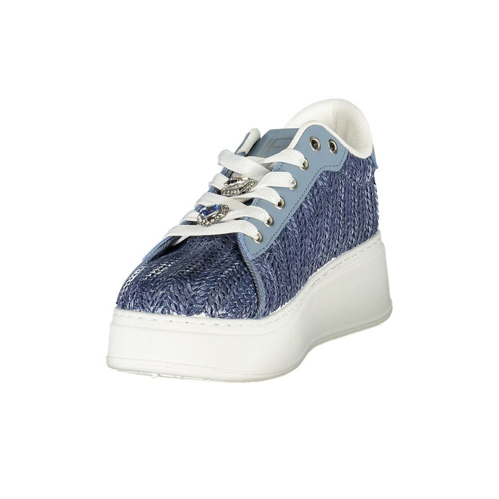 Blue Polyester Platform Sneakers