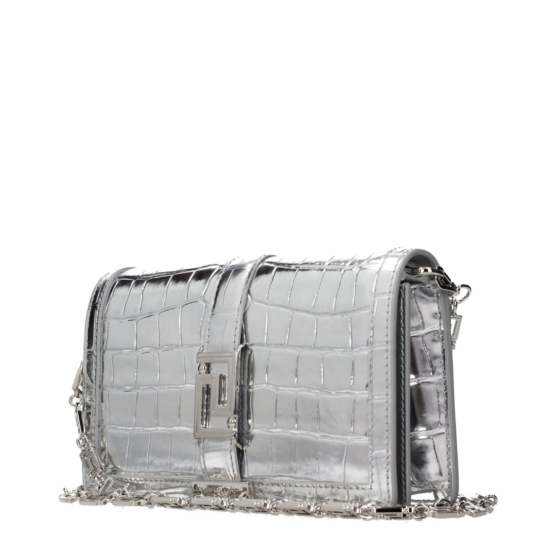 Gray Leather Crossbody Bag