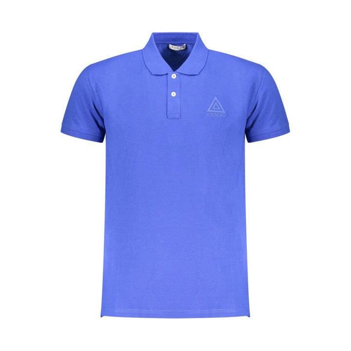 Blue Cotton Men Polo Shirt