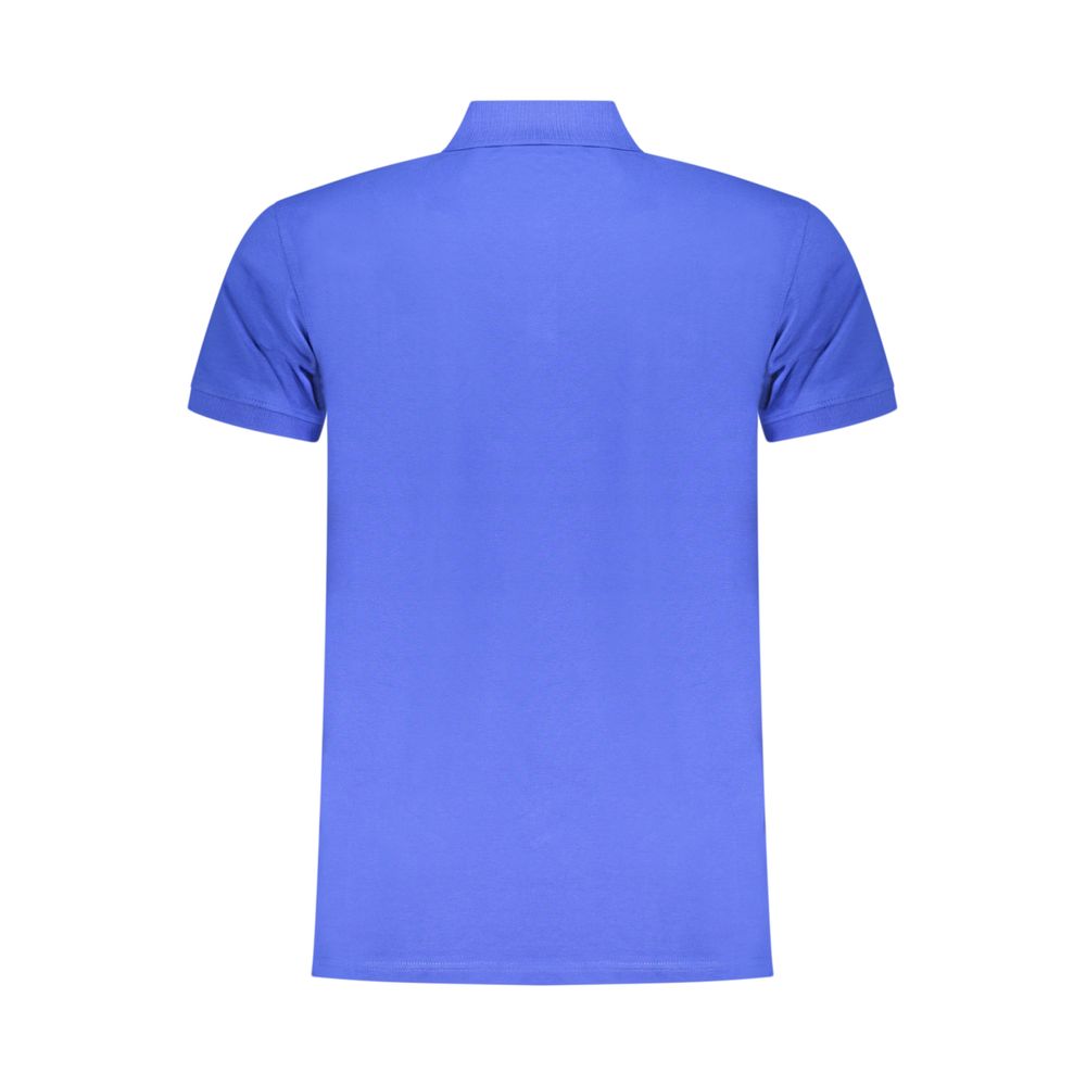 Blue Cotton Men Polo Shirt