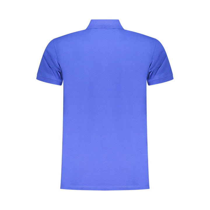 Blue Cotton Men Polo Shirt
