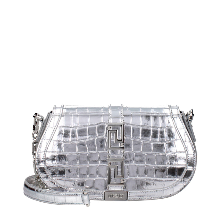 Gray Leather Shoulder Bag