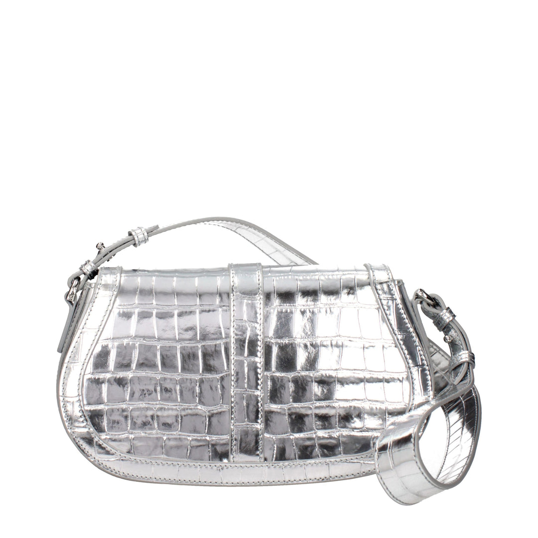 Gray Leather Shoulder Bag