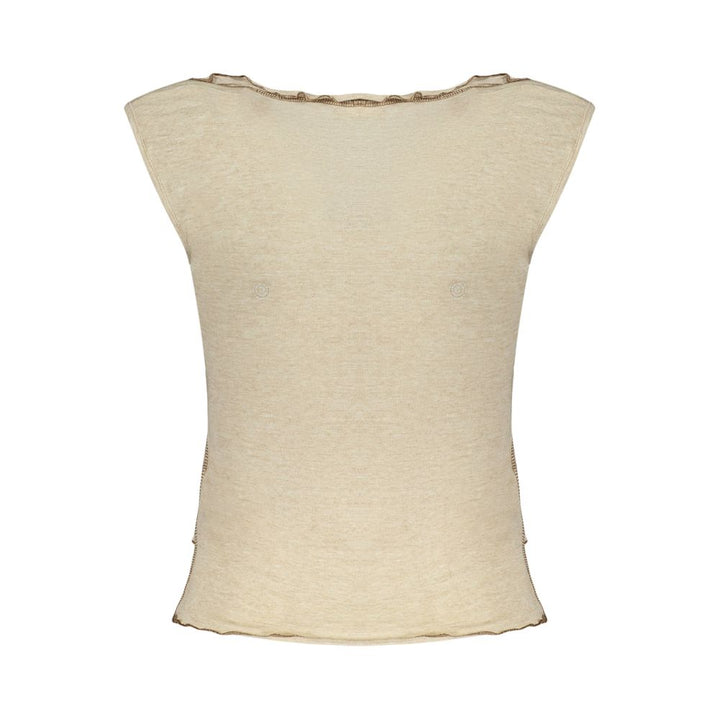 Beige Viscose Tank Tops