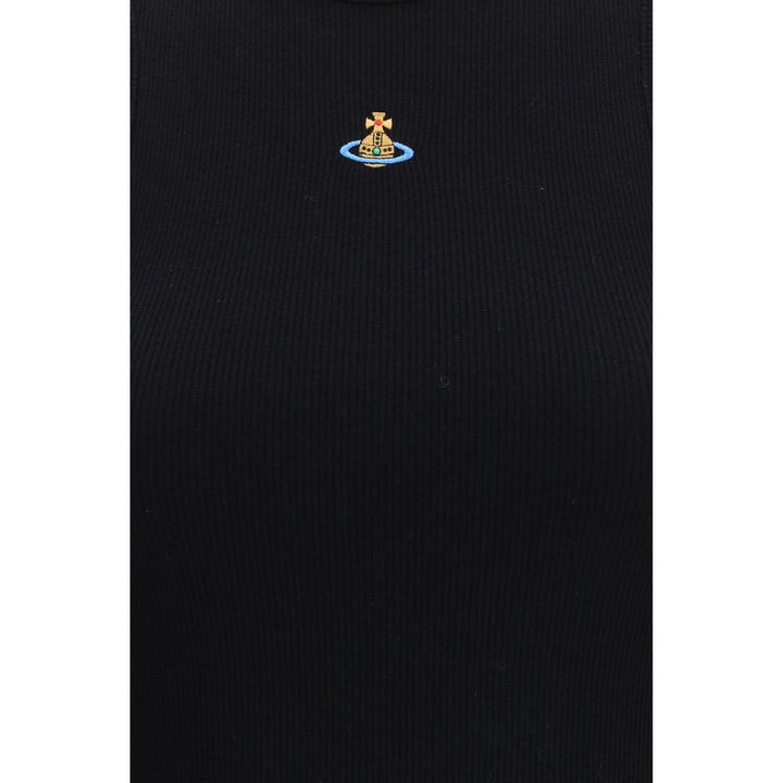 Black Cotton Sleeveles T-Shirt