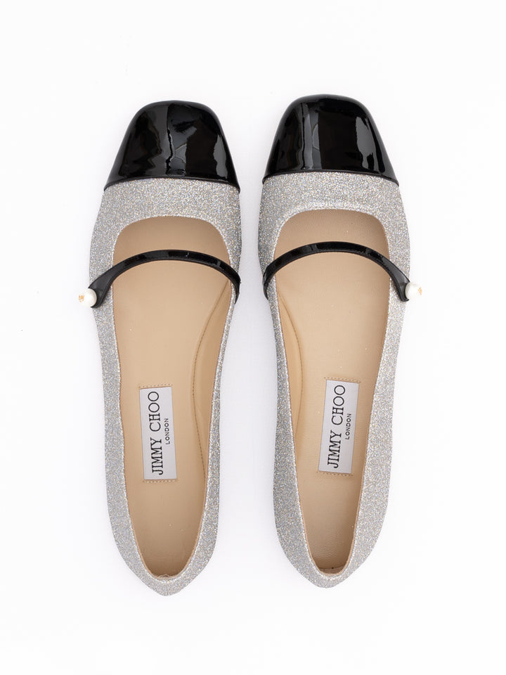 Grey Fine Glitter Elisa Flats