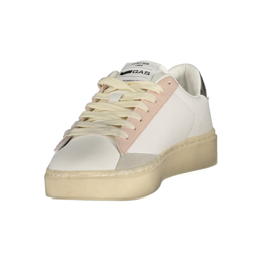 White Polyester Athletic Sneakers