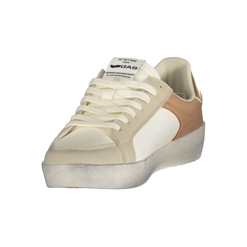 White Polyester Athletic Sneakers