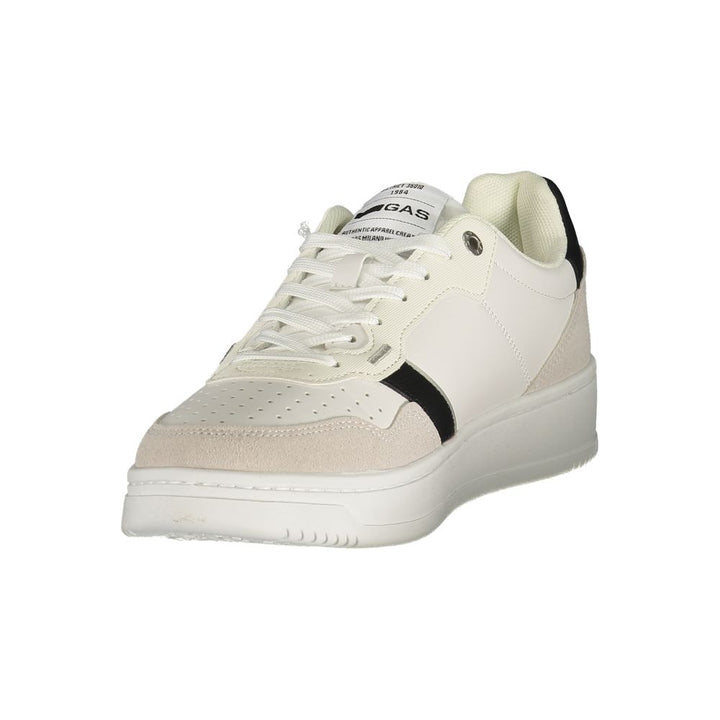 White Polyester Athletic Sneakers