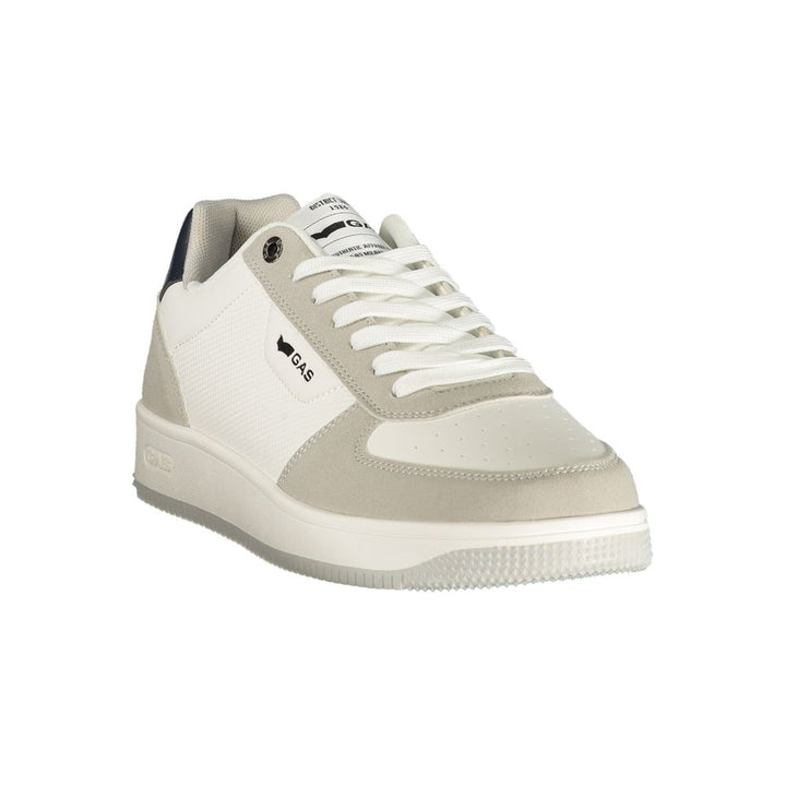 White Polyester Athletic Sneakers