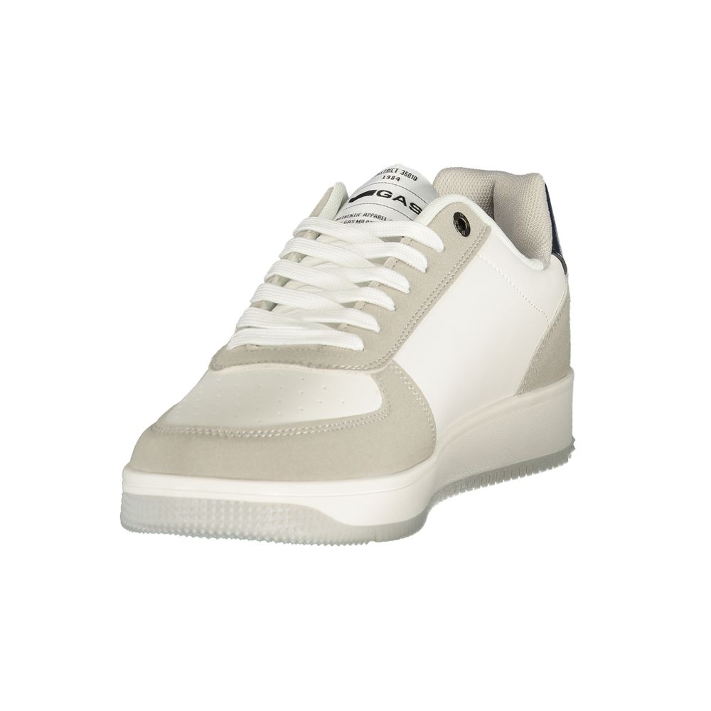 White Polyester Athletic Sneakers