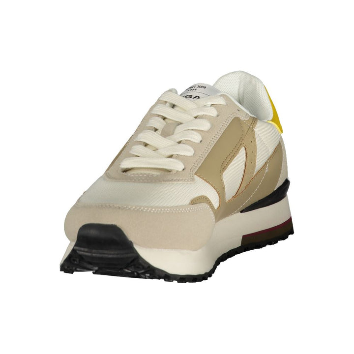White Polyester Athletic Sneakers