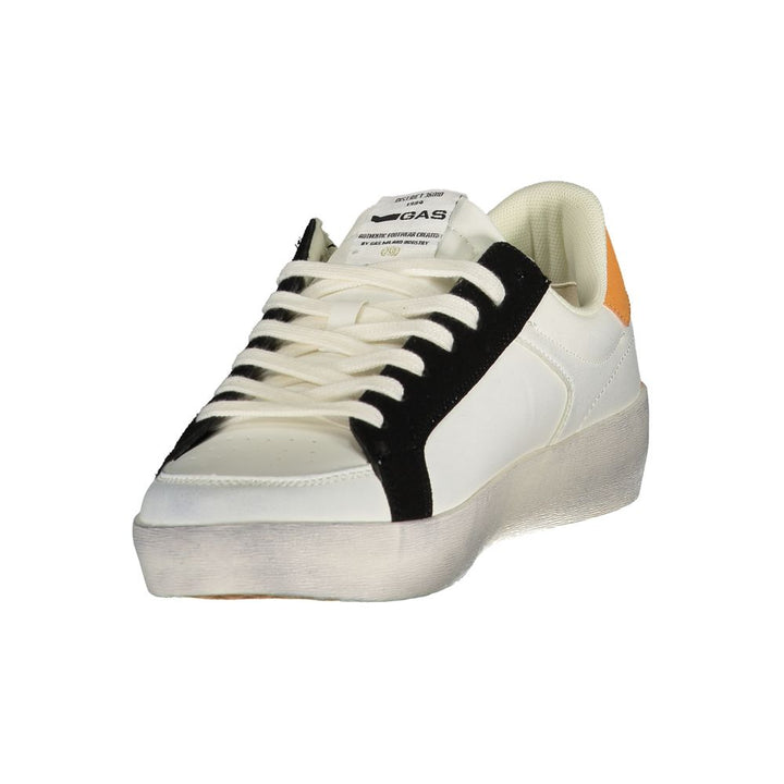 White Polyester Athletic Sneakers