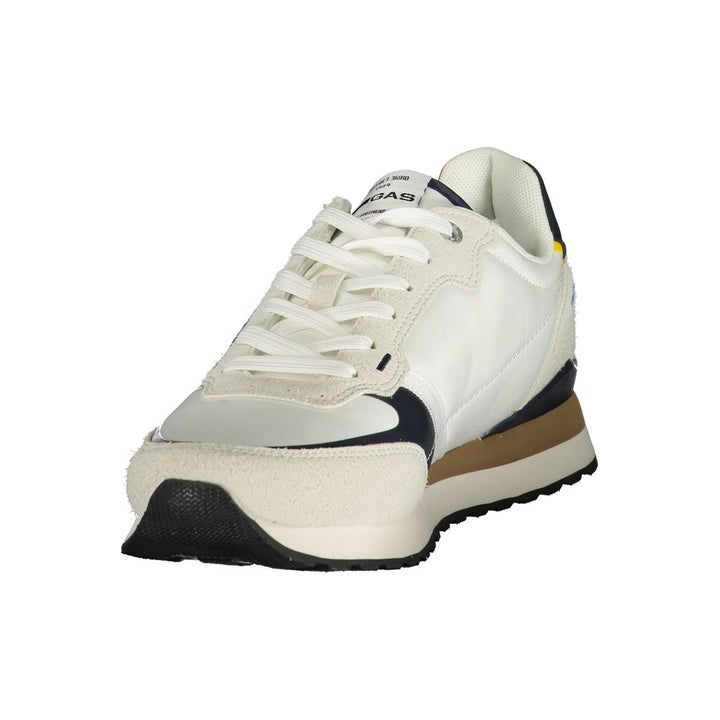 White Polyester Athletic Sneakers