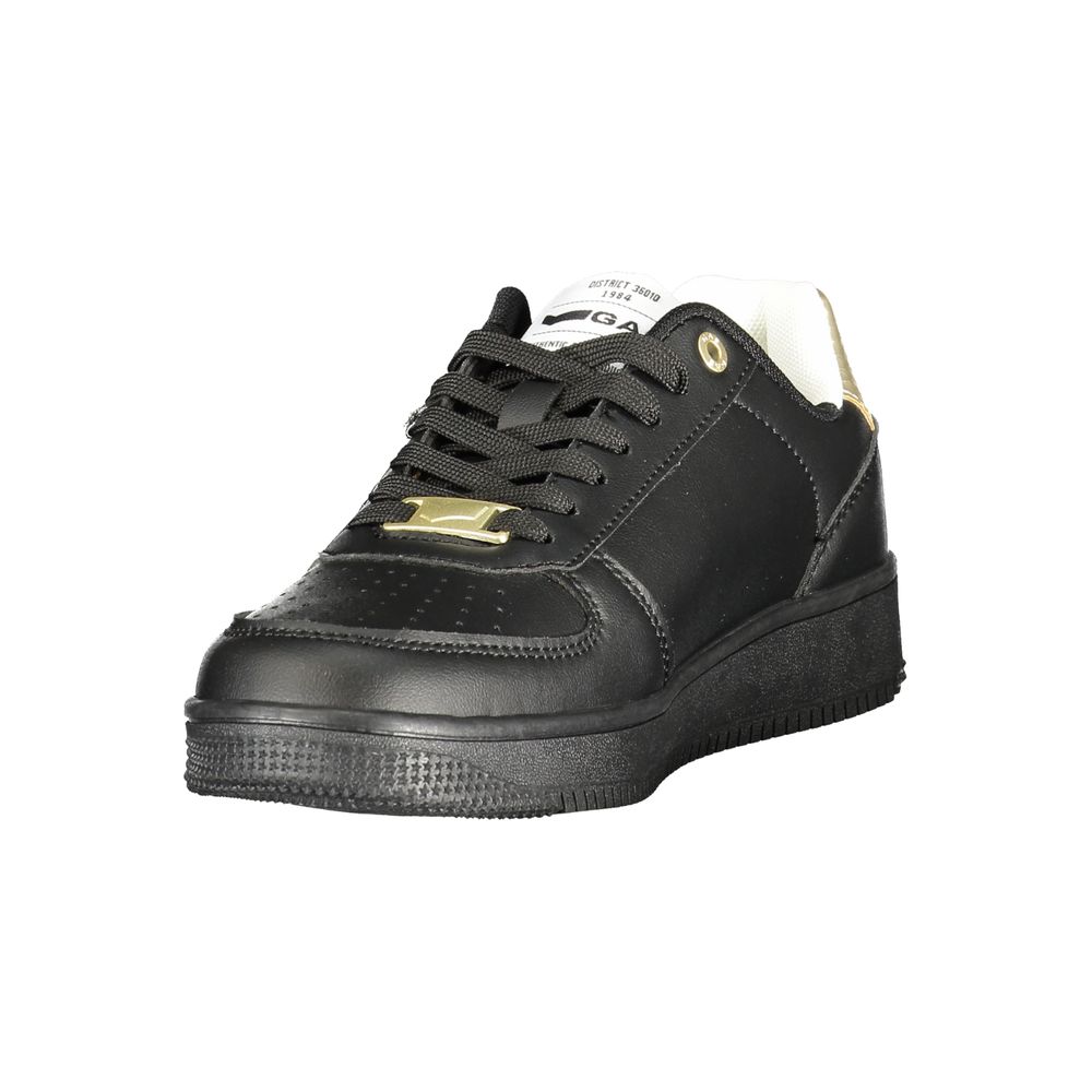 Black Polyester Athletic Sneakers
