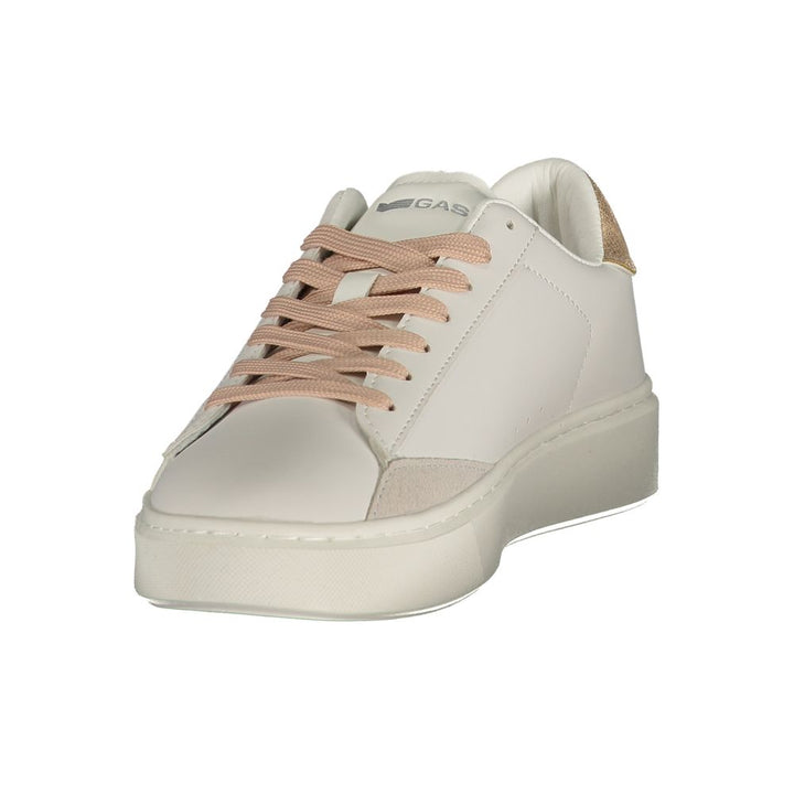 White Polyester Athletic Sneakers