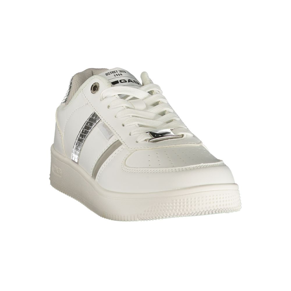 White Polyester Athletic Sneakers