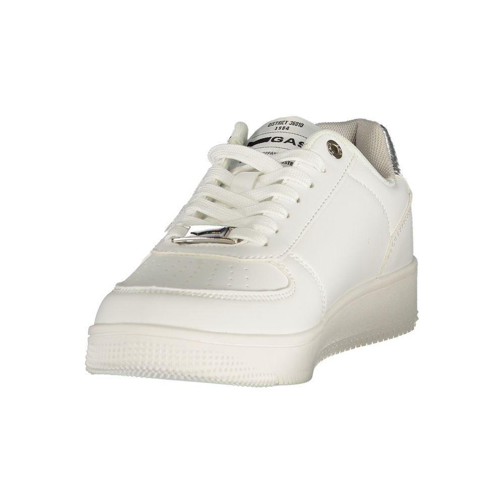 White Polyester Athletic Sneakers