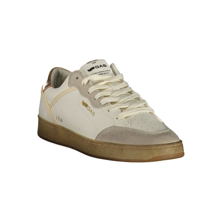 White Polyester Athletic Sneakers