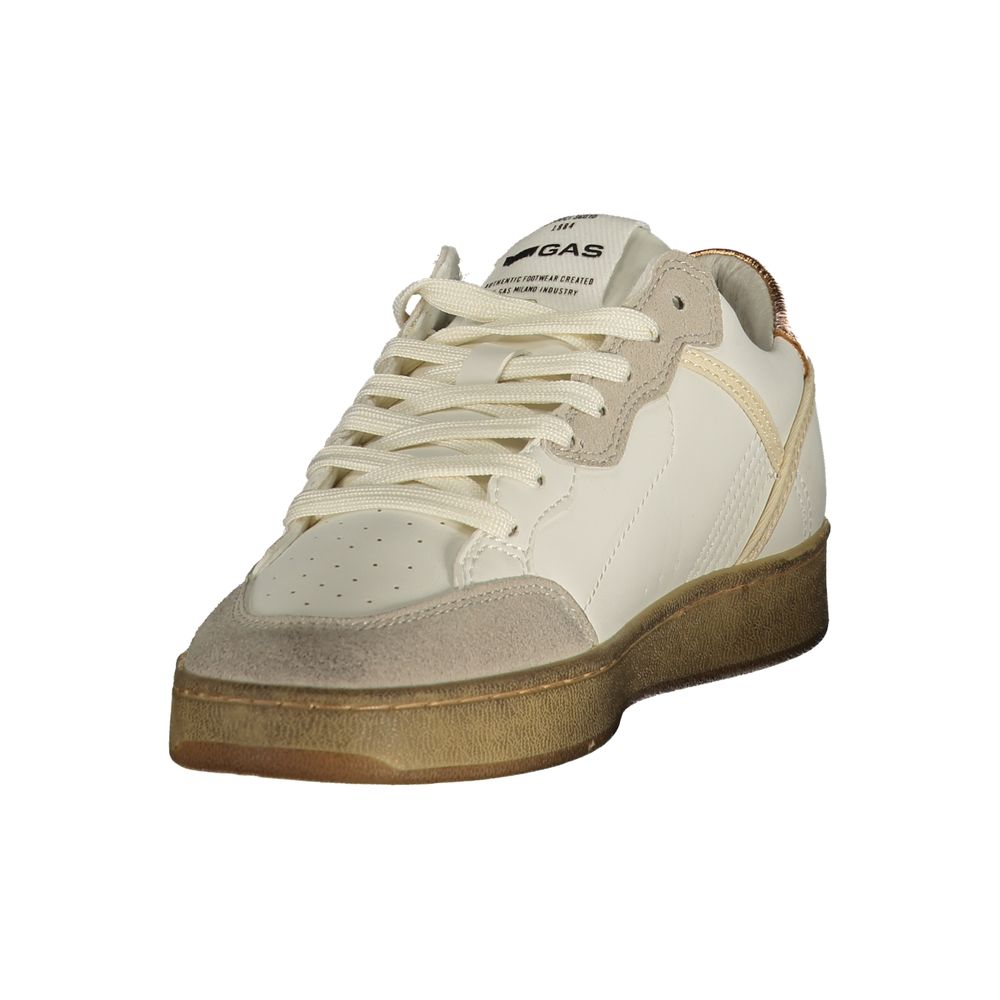 White Polyester Athletic Sneakers