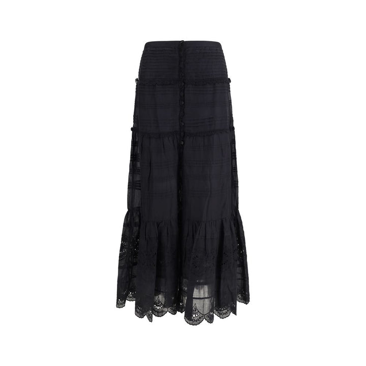 Black Viscose Long Skirt