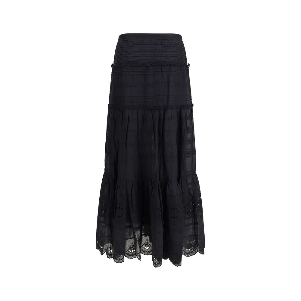 Black Viscose Long Skirt