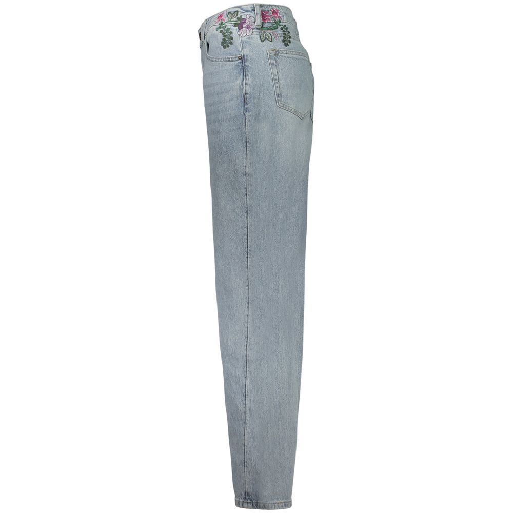Blue Cotton Straight-Leg Jeans