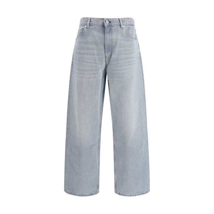 Blue Cotton High-Waisted Jean