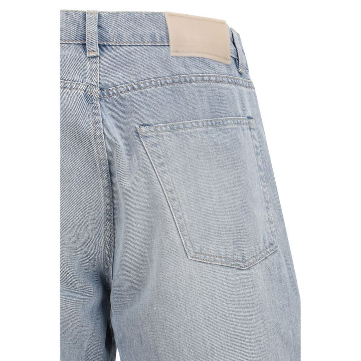 Blue Cotton High-Waisted Jean
