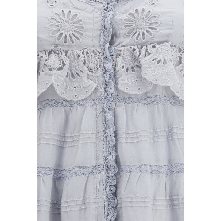 Blue Cotton Casual Dress