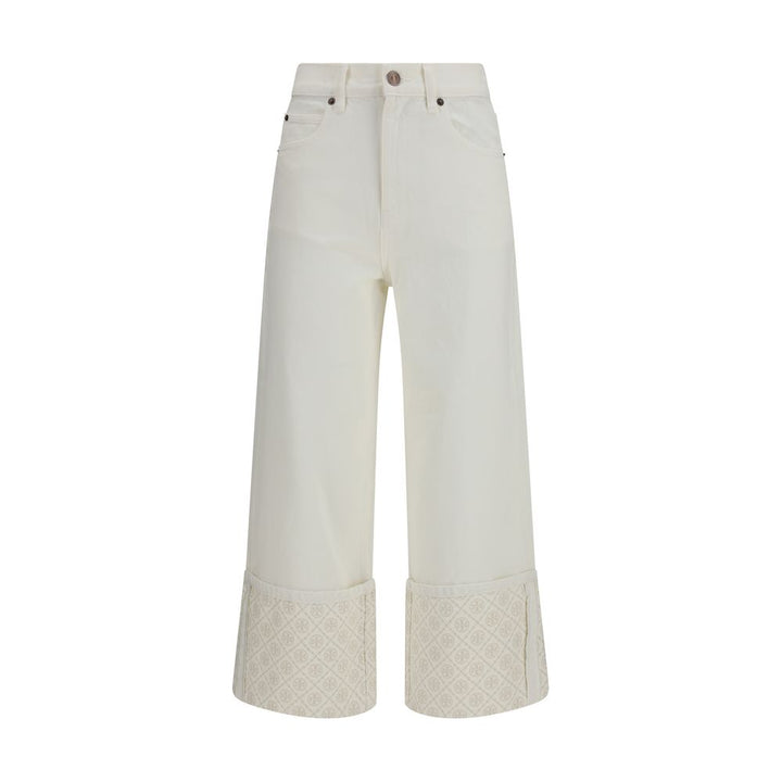 White Cotton Straight-Leg Jeans