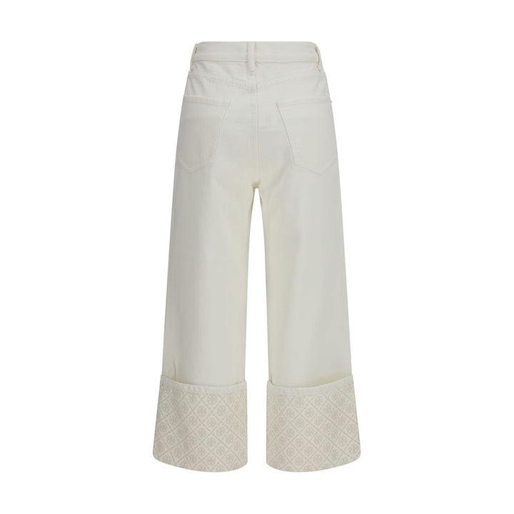 White Cotton Straight-Leg Jeans