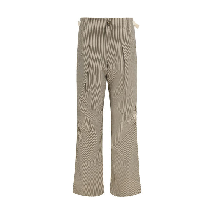 Beige Cotton Casual Pants
